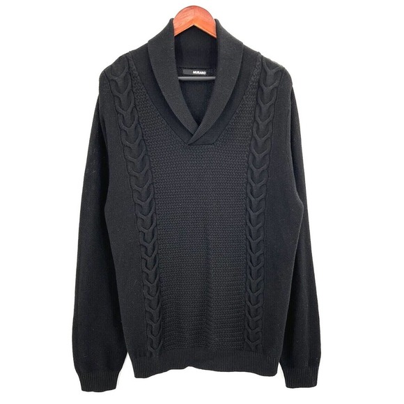 Murano Black Merino Wool Shawl Collar Sweater - Picture 1 of 5